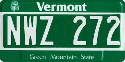 VT license plate NWZ272
