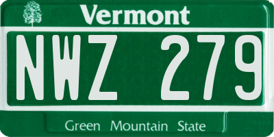 VT license plate NWZ279