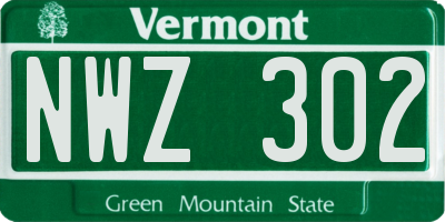 VT license plate NWZ302