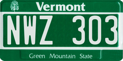 VT license plate NWZ303