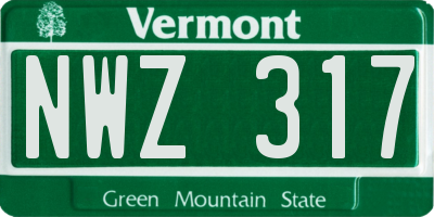 VT license plate NWZ317