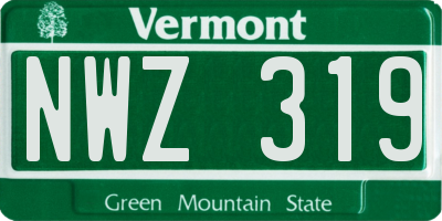 VT license plate NWZ319