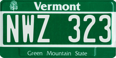 VT license plate NWZ323