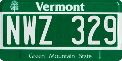 VT license plate NWZ329