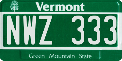VT license plate NWZ333