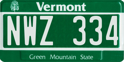 VT license plate NWZ334