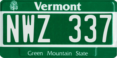VT license plate NWZ337