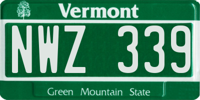 VT license plate NWZ339