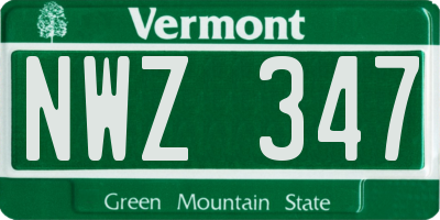 VT license plate NWZ347