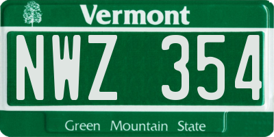 VT license plate NWZ354