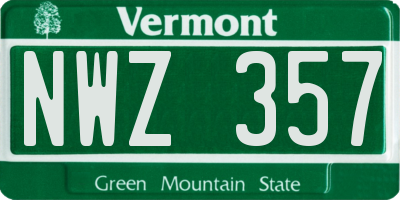 VT license plate NWZ357