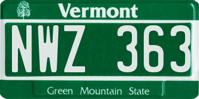 VT license plate NWZ363