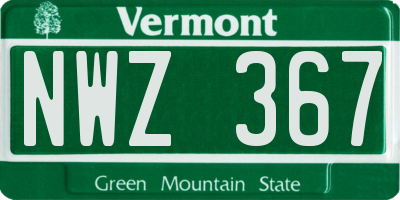 VT license plate NWZ367