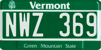 VT license plate NWZ369