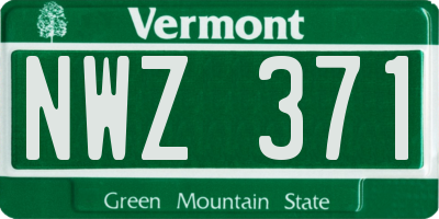 VT license plate NWZ371