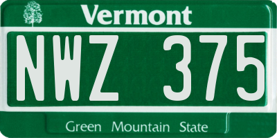 VT license plate NWZ375