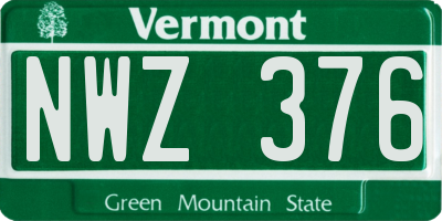 VT license plate NWZ376