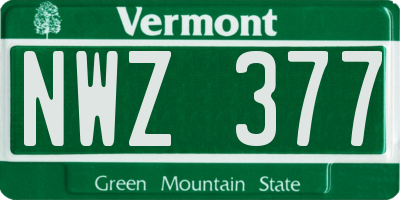 VT license plate NWZ377