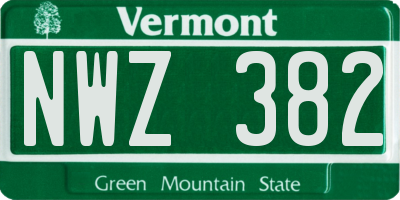 VT license plate NWZ382