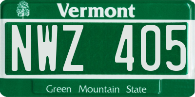 VT license plate NWZ405