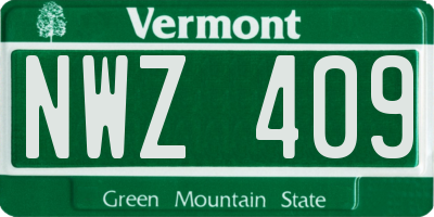 VT license plate NWZ409