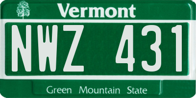 VT license plate NWZ431