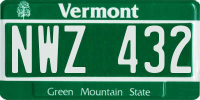 VT license plate NWZ432