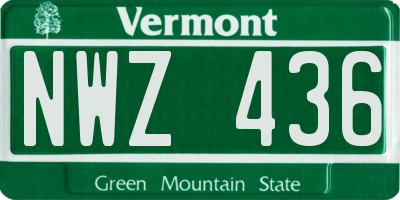 VT license plate NWZ436