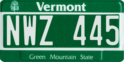 VT license plate NWZ445