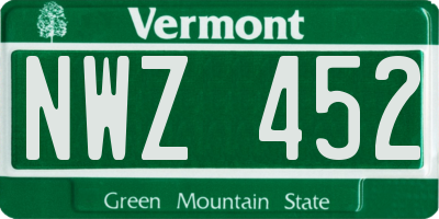 VT license plate NWZ452