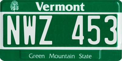 VT license plate NWZ453