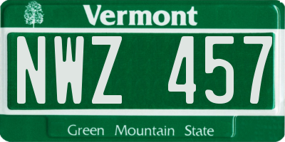 VT license plate NWZ457