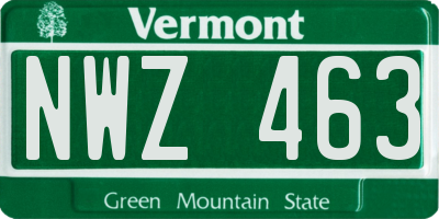 VT license plate NWZ463