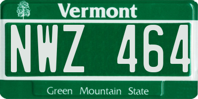 VT license plate NWZ464