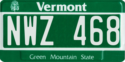 VT license plate NWZ468