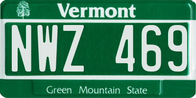VT license plate NWZ469