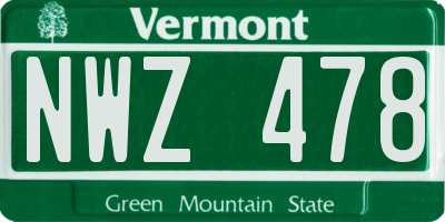VT license plate NWZ478