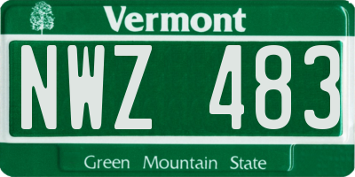 VT license plate NWZ483