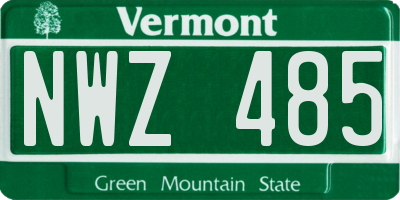 VT license plate NWZ485