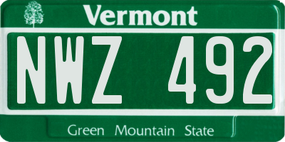 VT license plate NWZ492