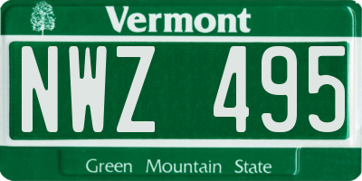 VT license plate NWZ495