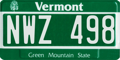 VT license plate NWZ498