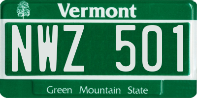 VT license plate NWZ501