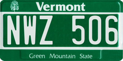 VT license plate NWZ506
