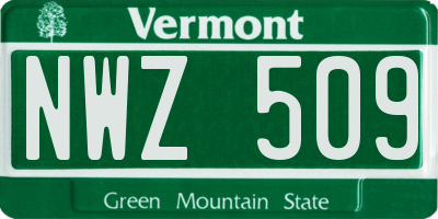 VT license plate NWZ509