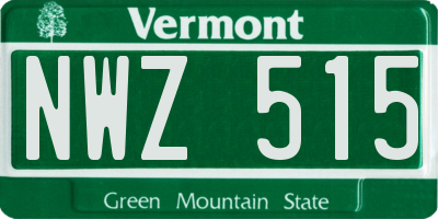 VT license plate NWZ515