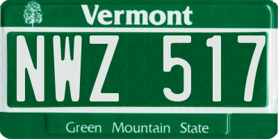 VT license plate NWZ517