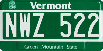 VT license plate NWZ522