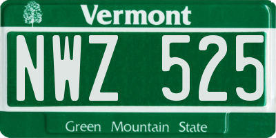 VT license plate NWZ525
