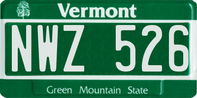 VT license plate NWZ526